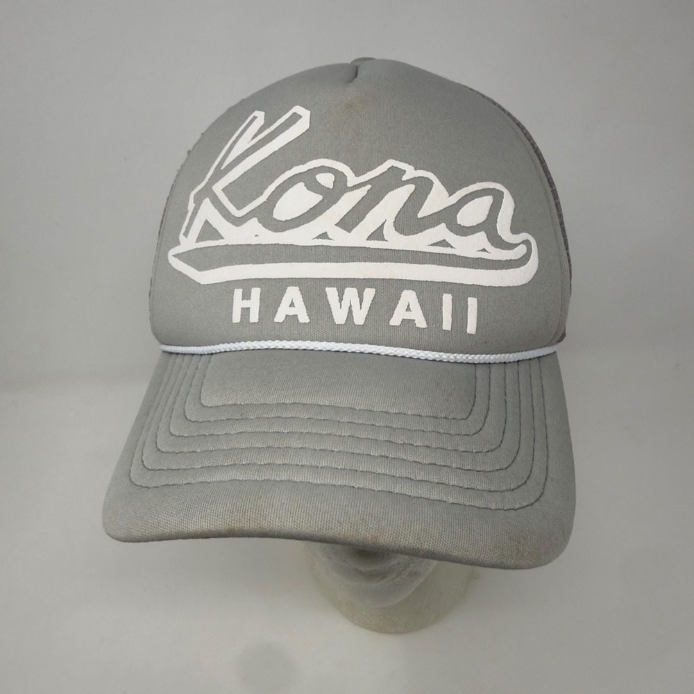 Hawaiian Headwear Kona Hawaii Trucker Hat Gray Snapback Rope Mesh Cap